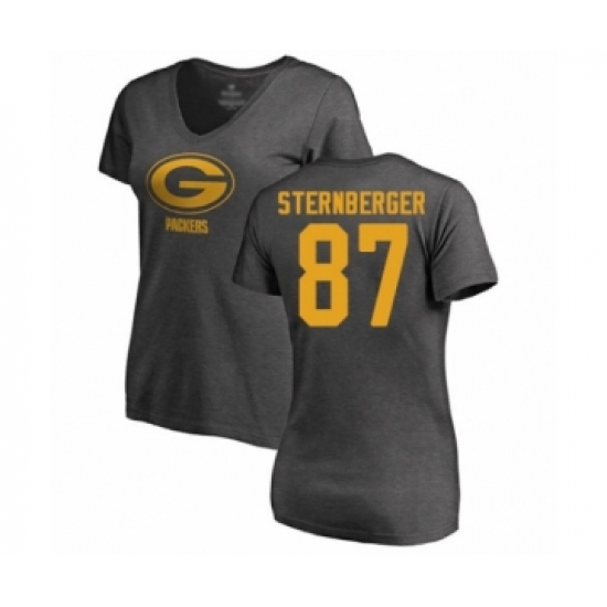 Football Women's Green Bay Packers #87 Jace Sternberger Ash One Color T-Shirt - Ujersey