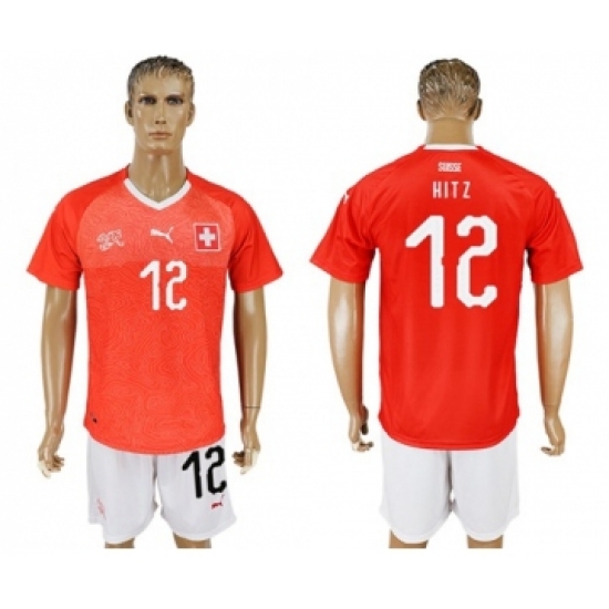 Switzerland #12 Hitz Red Home Soccer Country Jersey