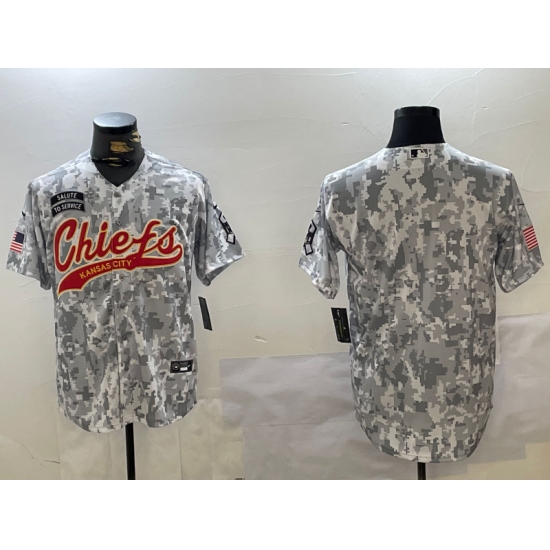 Men's Kansas City Chiefs Team Logo 2024 Arctic Camo Salute to Service Stitched Baseball Jersey - Ujersey