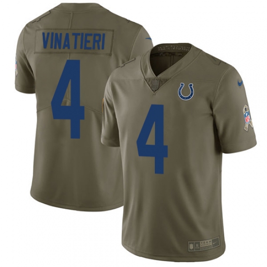Youth Nike Indianapolis Colts #4 Adam Vinatieri Limited Olive 2017 Salute to Service NFL Jersey - Ujersey