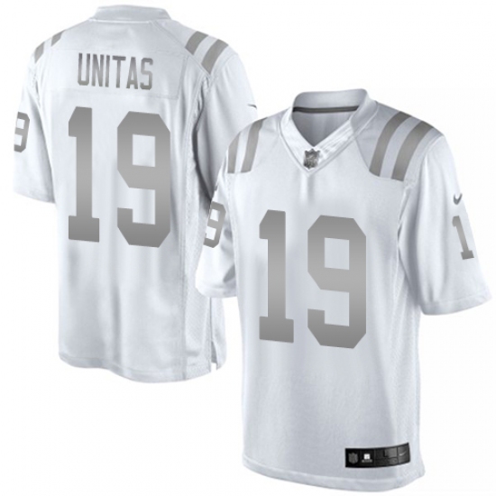 Men's Nike Indianapolis Colts #19 Johnny Unitas Limited White Platinum NFL Jersey - Ujersey