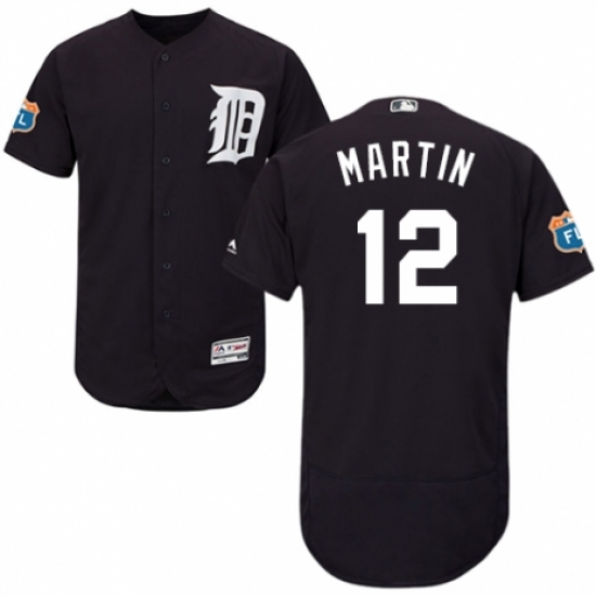 Men's Majestic Detroit Tigers #12 Leonys Martin Navy Blue Alternate Flex Base Authentic Collection MLB Jersey - Ujersey