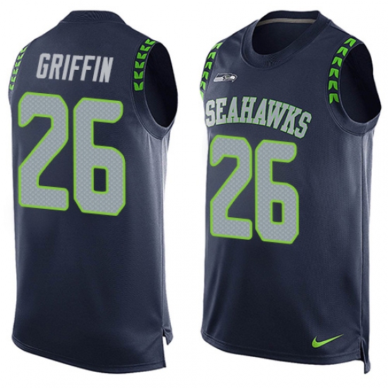 Men's Nike Seattle Seahawks #26 Shaquill Griffin Limited Steel Blue Player Name & Number Tank Top NFL Jersey - Ujersey