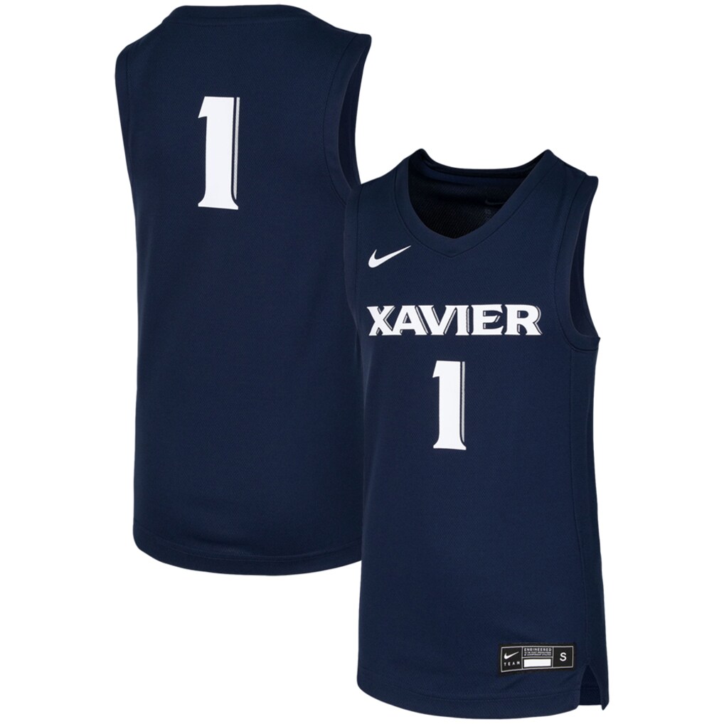 Youth Nike #1 Navy Xavier Musketeers Replica Team Basketball Jersey - ujerseystore