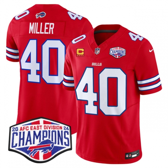 Men's Buffalo Bills #40 Von Miller Red F.U.S.E. 2024 AFC East Division Champions With 4-Star C Vapor Limited Stitched Football Jersey - Ujersey