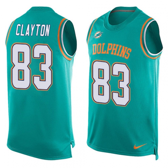 Men's Nike Miami Dolphins #83 Mark Clayton Limited Aqua Green Player Name & Number Tank Top NFL Jersey - Ujersey