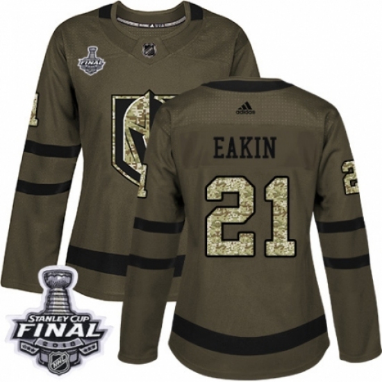 Women's Adidas Vegas Golden Knights #21 Cody Eakin Authentic Green Salute to Service 2018 Stanley Cup Final NHL Jersey - Ujersey