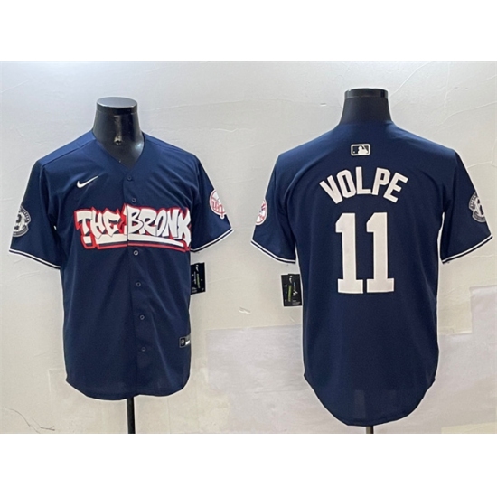 Men's New York Yankees #11 Anthony Volpe Navy Bronx Graffiti Vapor Limited Stitched Baseball Jersey