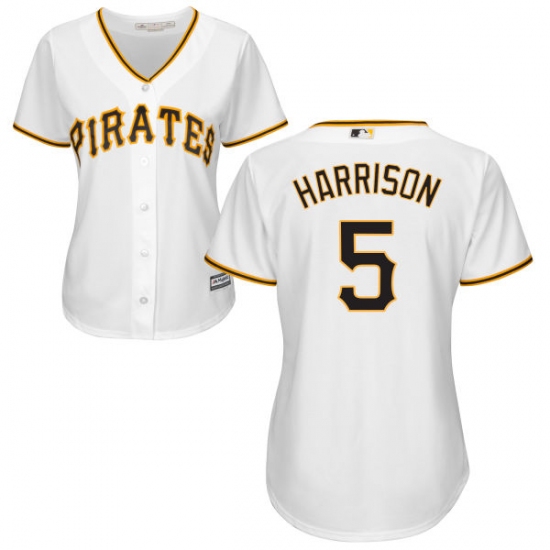 Women's Majestic Pittsburgh Pirates #5 Josh Harrison Authentic White Home Cool Base MLB Jersey - Ujersey
