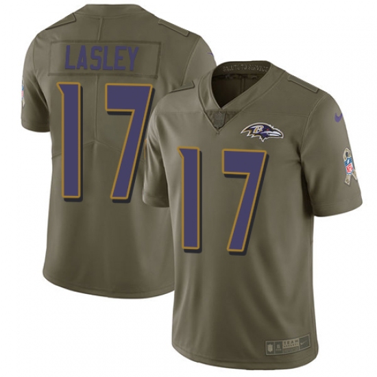 Men's Nike Baltimore Ravens #17 Jordan Lasley Limited Olive 2017 Salute to Service NFL Jersey - Ujersey