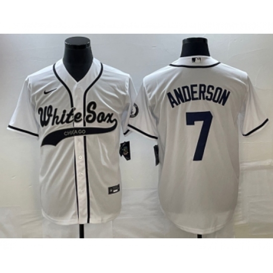Men's Chicago White Sox #7 Tim Anderson White Cool Base Stitched Baseball Jersey1 - Ujersey