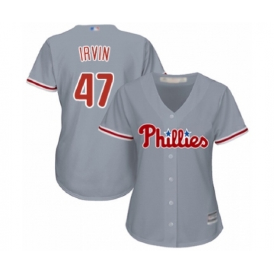 Women's Philadelphia Phillies #47 Cole Irvin Authentic Grey Road Cool Base Baseball Player Jersey - Ujersey