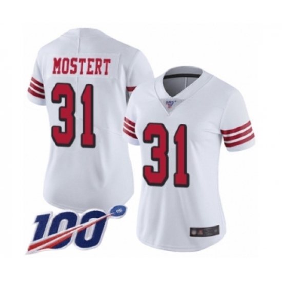 Women's San Francisco 49ers #31 Raheem Mostert Limited White Rush Vapor Untouchable 100th Season Football Jersey - Ujersey
