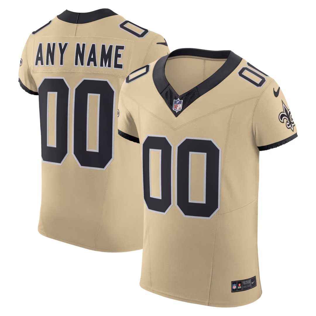Men's New Orleans Saints Nike Gold Alternate Vapor F.U.S.E. Elite Custom Jersey