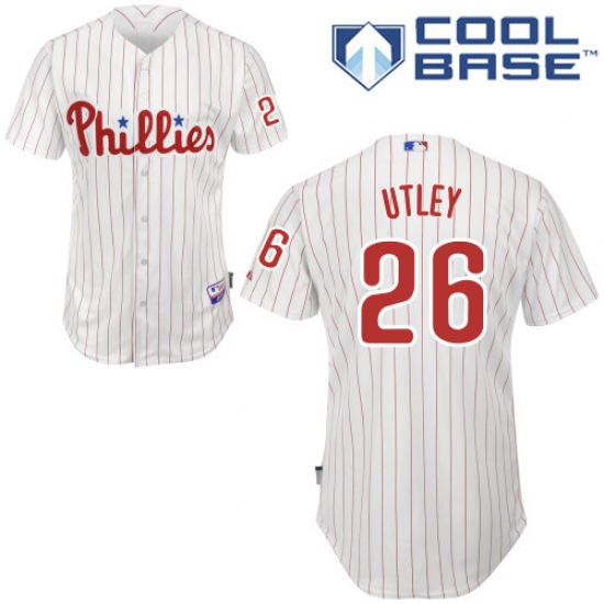 Youth Majestic Philadelphia Phillies #26 Chase Utley Replica White/Red Strip Home Cool Base MLB Jersey - Ujersey