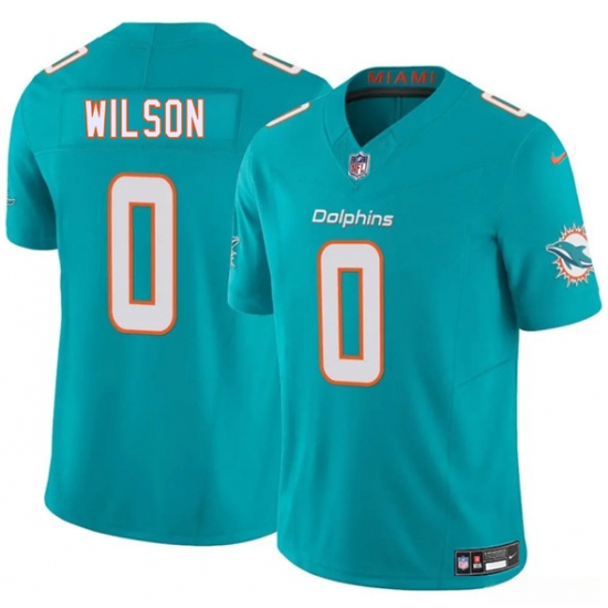 Men's Miami Dolphins #0 Zach Wilson Aqua 2025 Draft F.U.S.E. Vapor Limited Football Stitched Jersey - Ujersey