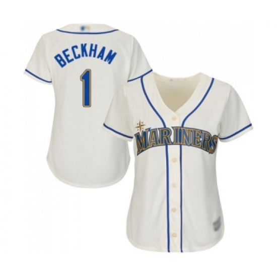 Women's Seattle Mariners #1 Tim Beckham Replica Cream Alternate Cool Base Baseball Jersey
