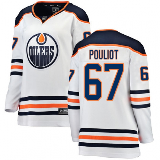 Women's Edmonton Oilers #67 Benoit Pouliot Authentic White Away Fanatics Branded Breakaway NHL Jersey - Ujersey