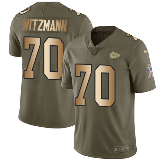 Men's Nike Kansas City Chiefs #70 Bryan Witzmann Limited Olive/Gold 2017 Salute to Service NFL Jersey - Ujersey