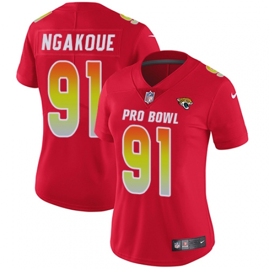 Women's Nike Jacksonville Jaguars #91 Yannick Ngakoue Limited Red 2018 Pro Bowl NFL Jersey - Ujersey