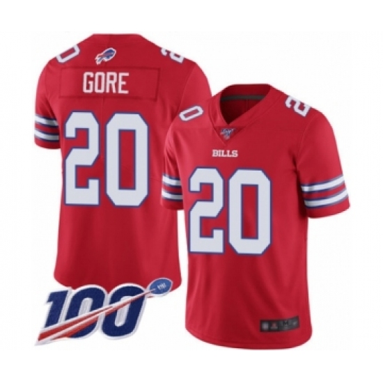 Men's Buffalo Bills #20 Frank Gore Limited Red Rush Vapor Untouchable 100th Season Football Jersey - Ujersey