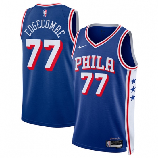 Men's Philadelphia 76ers #77 V. J. Edgecombe Royal 2025 Draft Icon Edition Stitched Jersey - Ujersey