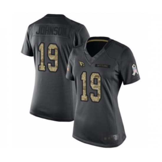 Women's Arizona Cardinals #19 KeeSean Johnson Limited Black 2016 Salute to Service Football Jersey - Ujersey