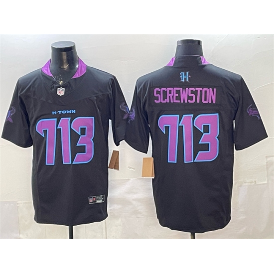 Men's Houston Texans #713 Screwston Black F.U.S.E. 2025 DJ SCREW Vapor Limited Stitched Football Jersey - Ujersey