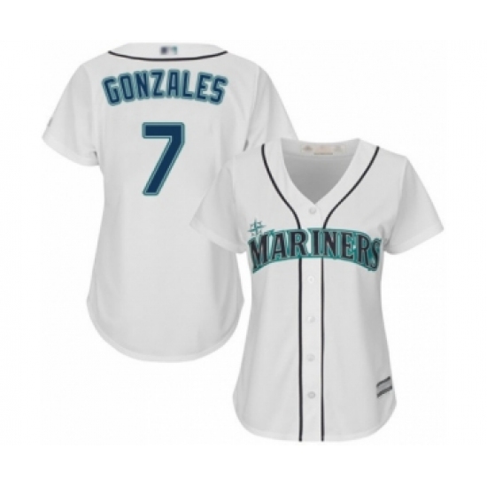 Women's Seattle Mariners #7 Marco Gonzales Authentic White Home Cool Base Baseball Player Jersey - Ujersey