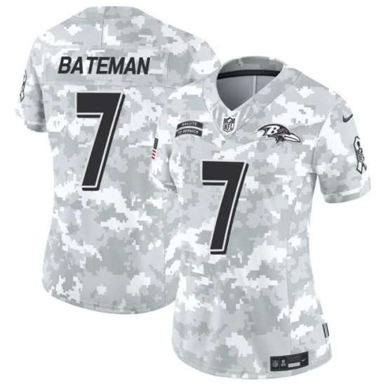 Women's Baltimore Ravens #7 Rashod Bateman 2024 F.U.S.E Arctic Camo Salute To Service Limited Stitched Football Jersey(Run Small) - Ujersey