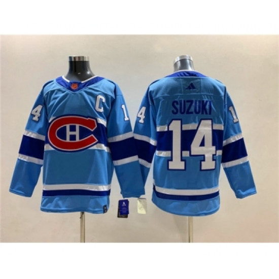 Men's Montreal Canadiens #14 Nick Suzuki 2022-23 Reverse Retro Stitched Jersey - Ujersey