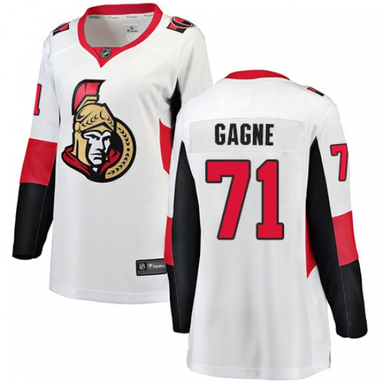 Women's Ottawa Senators #71 Gabriel Gagne Fanatics Branded White Away Breakaway NHL Jersey - Ujersey