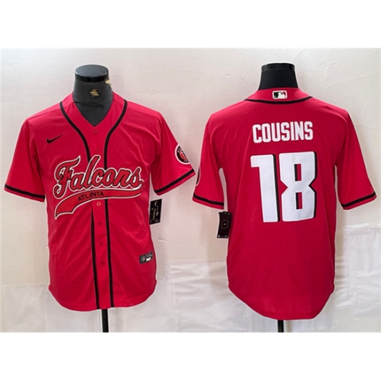 Men's Atlanta Falcons #18 Kirk Cousins Red With Cool Base Baseball Stitched Jersey - Ujersey