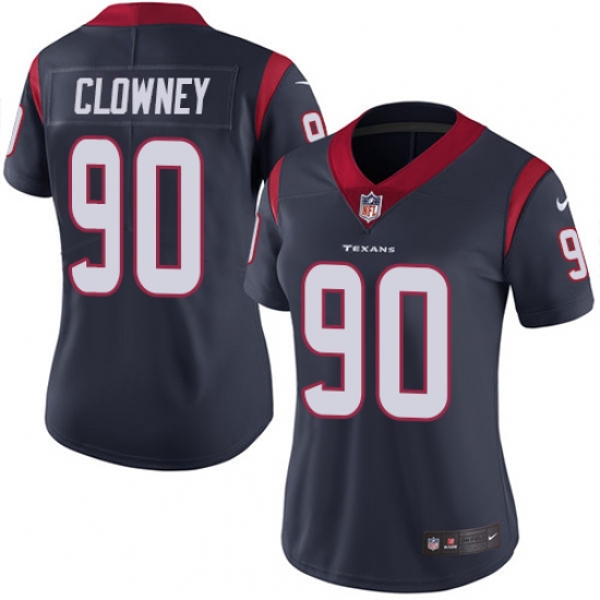 Women's Nike Houston Texans #90 Jadeveon Clowney Elite Navy Blue Team Color NFL Jersey - Ujersey