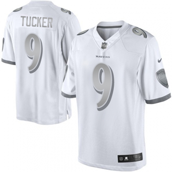 Women's Nike Baltimore Ravens #9 Justin Tucker Limited White Platinum NFL Jersey - Ujersey