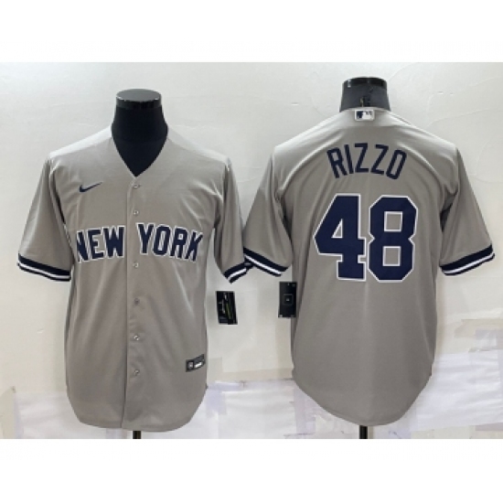 Men's New York Yankees #48 Anthony Rizzo Grey Stitched MLB Nike Cool Base Throwback Jersey - Ujersey