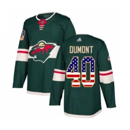 Youth Minnesota Wild #40 Gabriel Dumont Authentic Green USA Flag Fashion Hockey Jersey - Ujersey