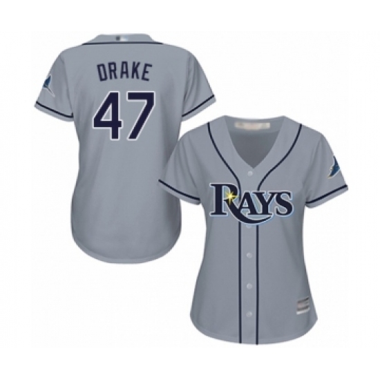 Women's Tampa Bay Rays #47 Oliver Drake Authentic Grey Road Cool Base Baseball Player Jersey - Ujersey