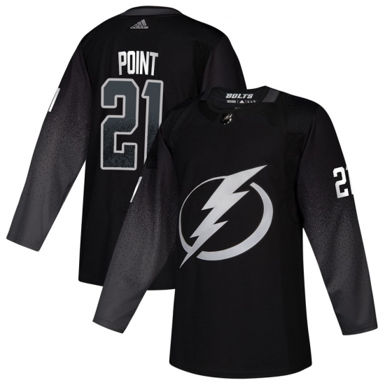 Men's Tampa Bay Lightning #21 Brayden Point adidas Alternate Authentic Player Jersey Black - Ujersey