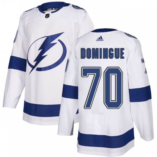 Men's Adidas Tampa Bay Lightning #70 Louis Domingue Authentic White Away NHL Jersey - Ujersey