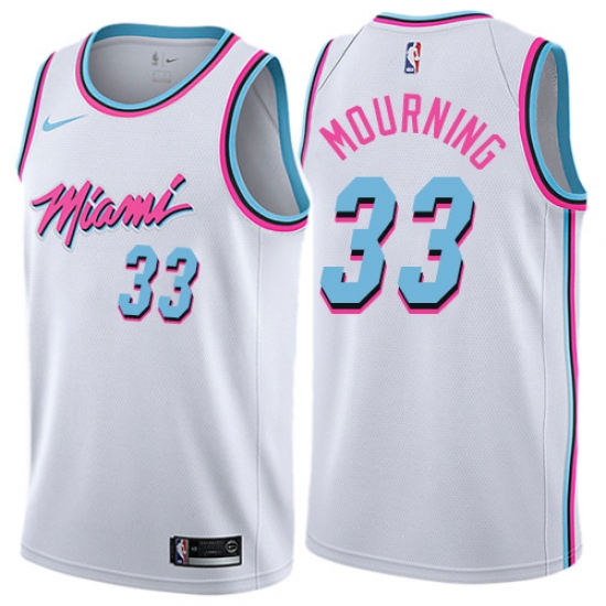 Youth Nike Miami Heat #33 Alonzo Mourning Swingman White NBA Jersey - City Edition - Ujersey
