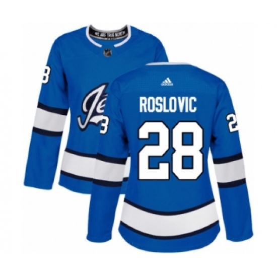 Women's Adidas Winnipeg Jets #28 Jack Roslovic Premier Blue Alternate NHL Jersey - Ujersey