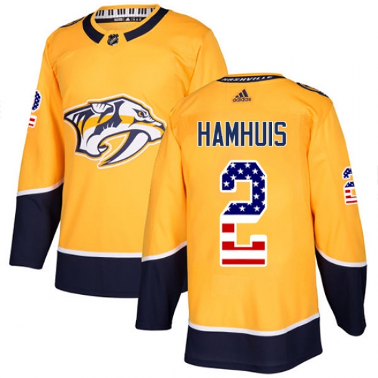 Youth Adidas Nashville Predators #2 Dan Hamhuis Authentic Gold USA Flag Fashion NHL Jersey - Ujersey