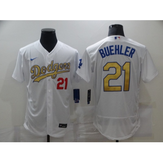 Men's Los Angeles Dodgers #21 Walker Buehl Olive Gold Authentic Jersey - Ujersey