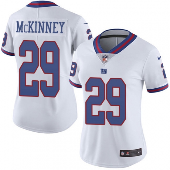 Women's New York Giants #29 Xavier McKinney White Stitched Limited Rush Jersey