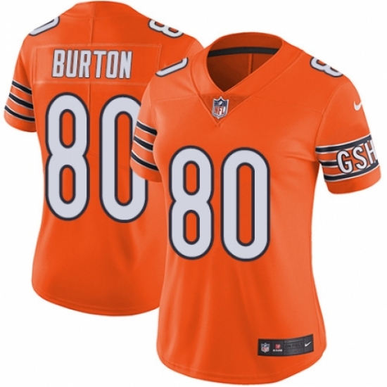 Women's Nike Chicago Bears #80 Trey Burton Limited Orange Rush Vapor Untouchable NFL Jersey - Ujersey