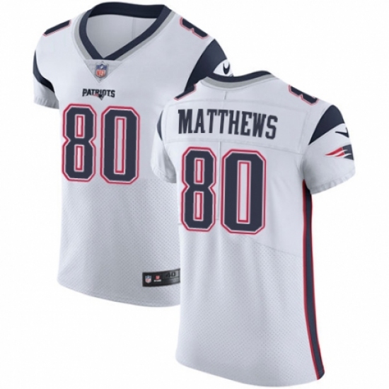 Men's Nike New England Patriots #80 Jordan Matthews White Vapor Untouchable Elite Player NFL Jersey - Ujersey
