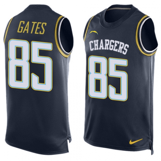 Men's Nike Los Angeles Chargers #85 Antonio Gates Limited Navy Blue Player Name & Number Tank Top NFL Jersey - Ujersey