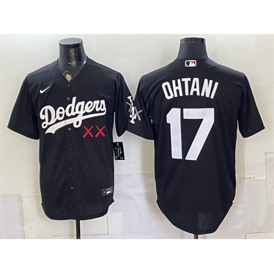 Men's Los Angeles Dodgers x KAWS #17 Shohei Ohtani Black Vapor Premier Limited Stitched Baseball Jersey - Ujersey
