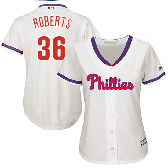 Women's Majestic Philadelphia Phillies #36 Robin Roberts Authentic Cream Alternate Cool Base MLB Jersey - Ujersey